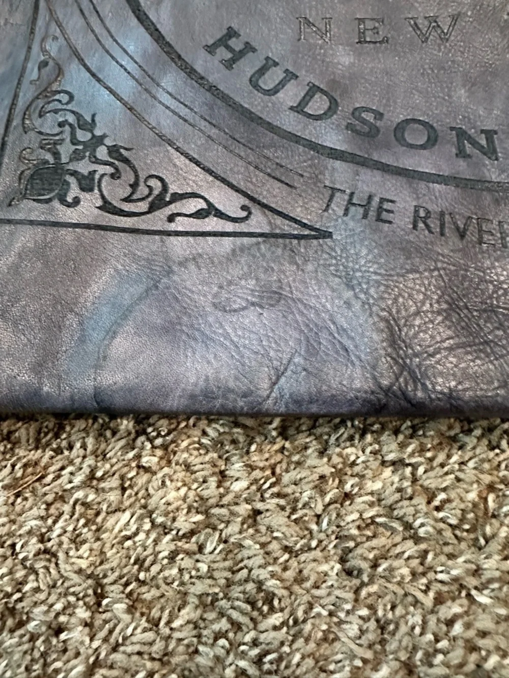 Hudson & Kings New York Graphic Leather Tote Bag Blue Gray